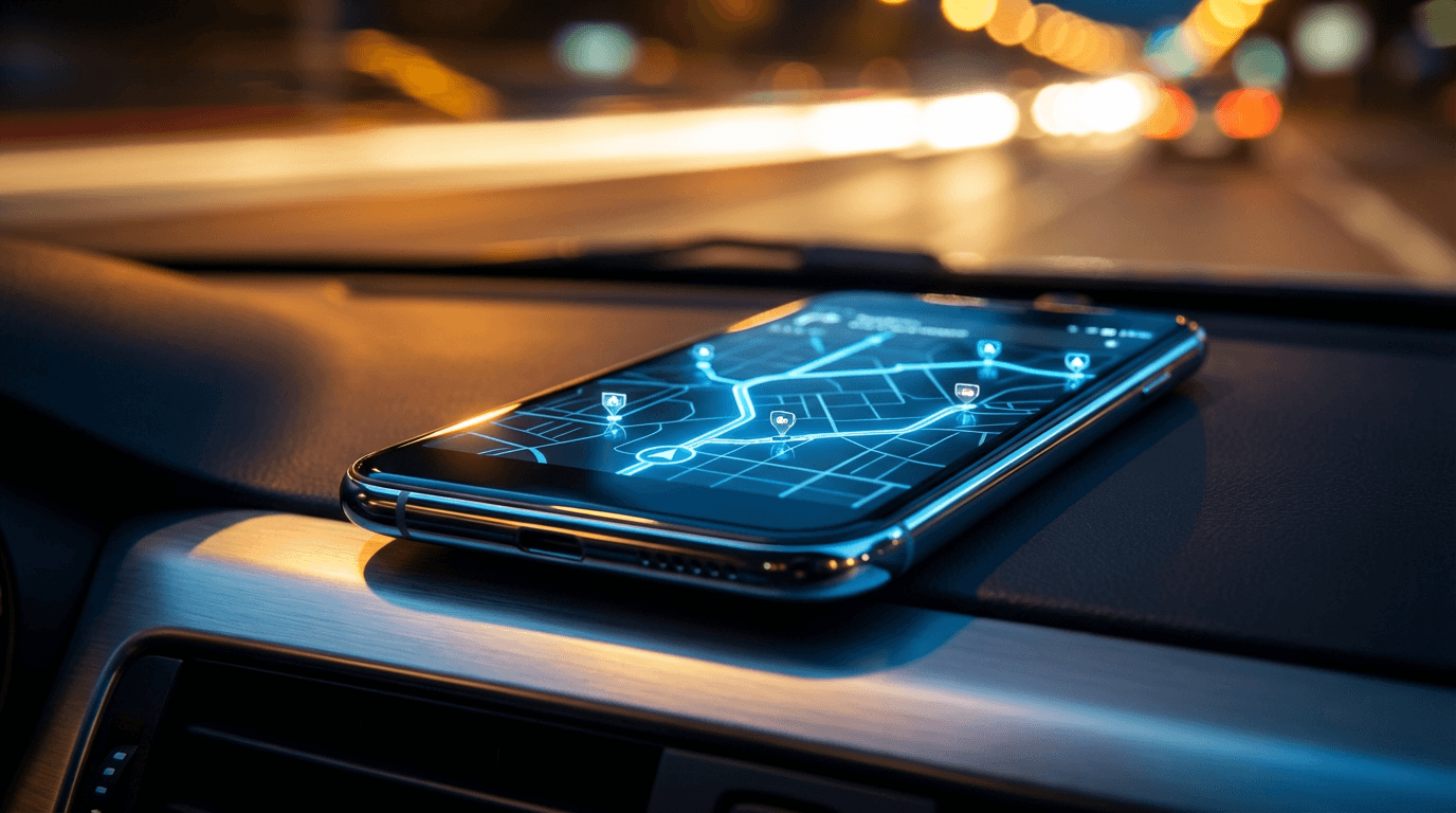 Map on phone showing S.G.C Baggage Express service areas